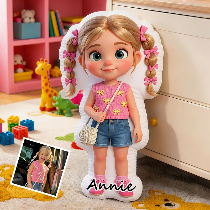 Personalized Custom Girl Photo Pillow Photo To Doll Kids Room Decor Cute Plush Gift For Daughter And Friends