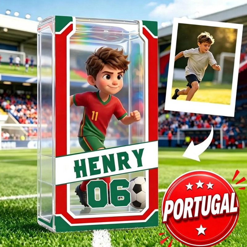 Personalized Acrylic Brick 3D Football Star Red Green Numbered Jersey Single Face for Kids Room Decor Fun Gift