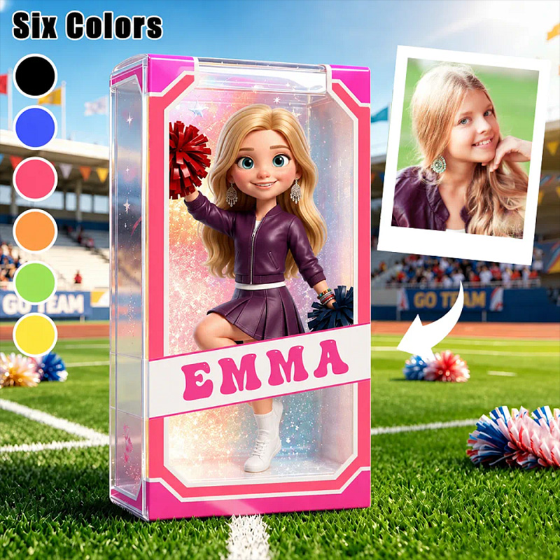 Personalized Acrylic Block Pink Glitter Border Strawberry Print Pom-pom Cheer Toddler Single Face for Baby Girl Game Day Gift
