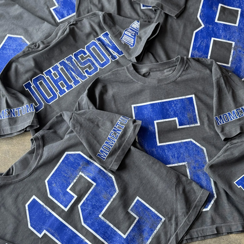 Personalized Team Tee Initial Shirt with Number & Sleeve Print Game Day Shirt DTG Printed Comfort Colors Tee