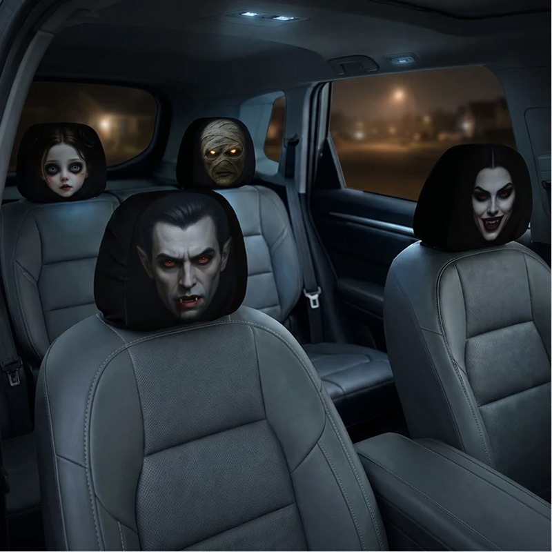 Personalized Car Headrest Covers Halloween Horror Passenger