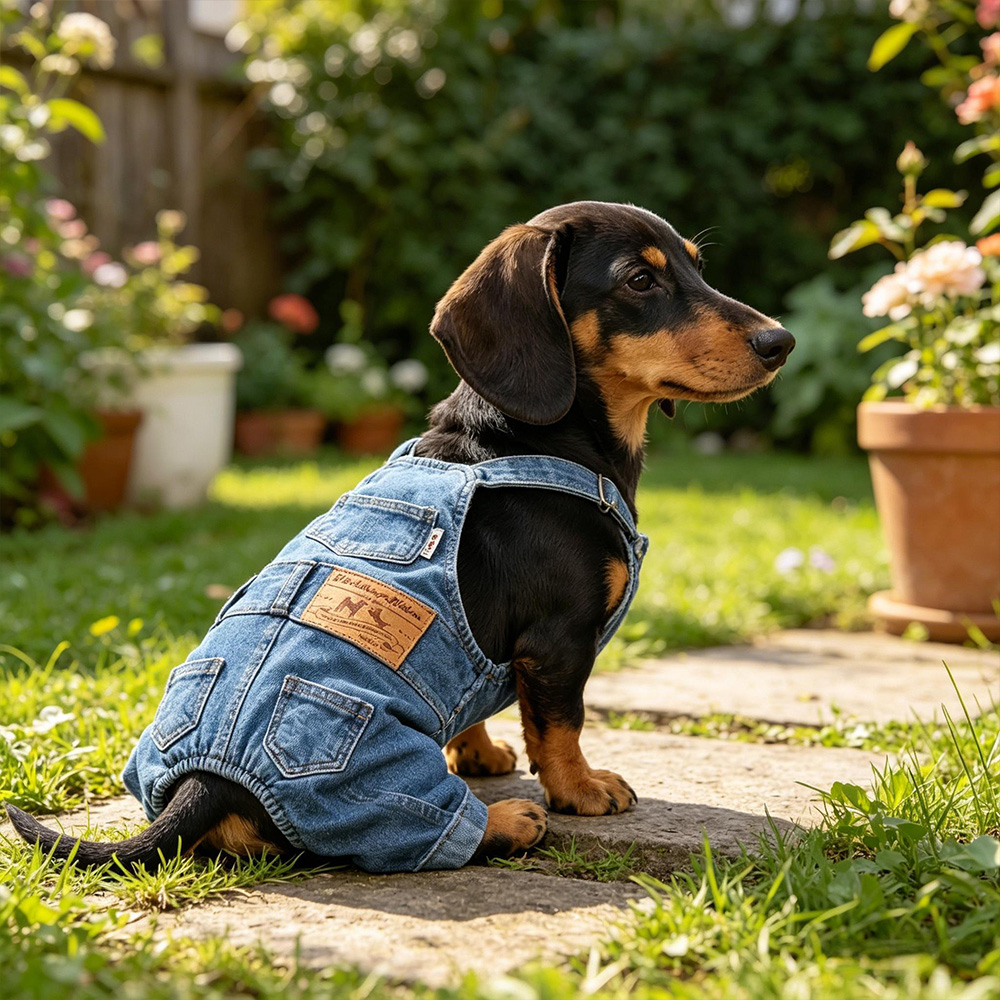  Dog Denim Overalls Jeans Outfit Adjustable Pet Clothes Cute Puppy Apparel Gift