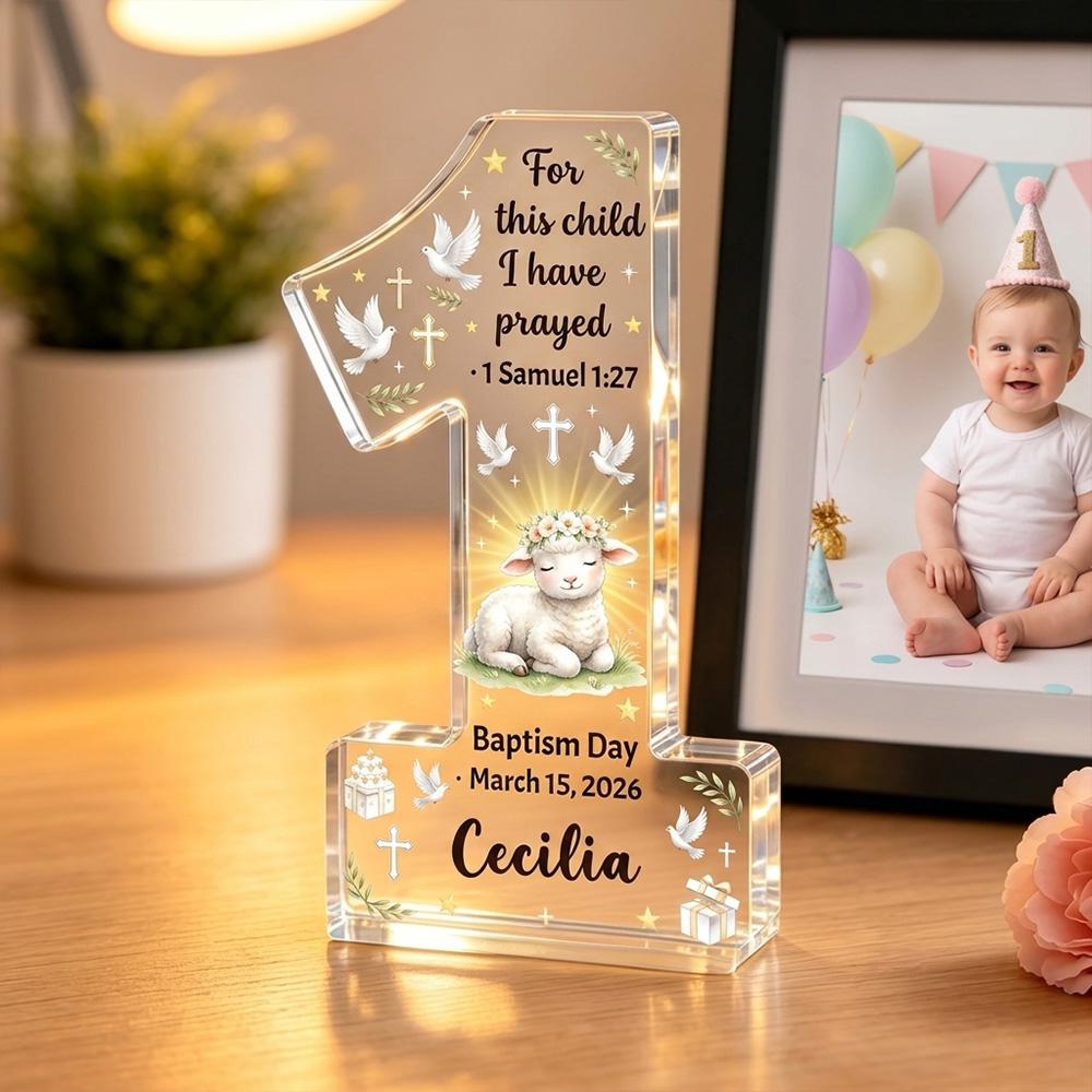 Personalized First Birthday Acrylic Plaque Custom Name Floral Baby Girl Keepsake Gift Bloom Party