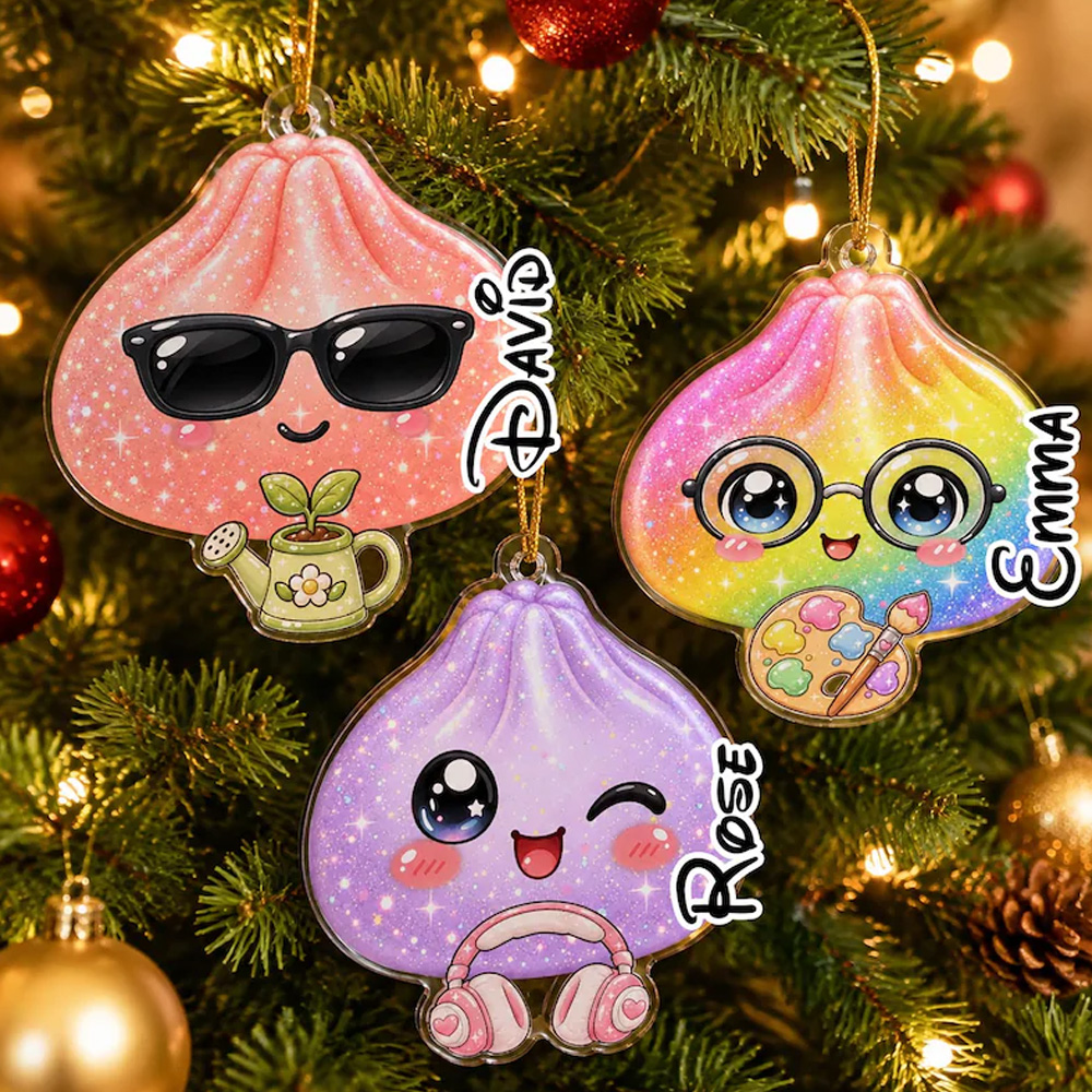 Personalized Cute Dumpling Ornament With Custom Name Colorful Holiday Tree Keepsake Gift For Kids