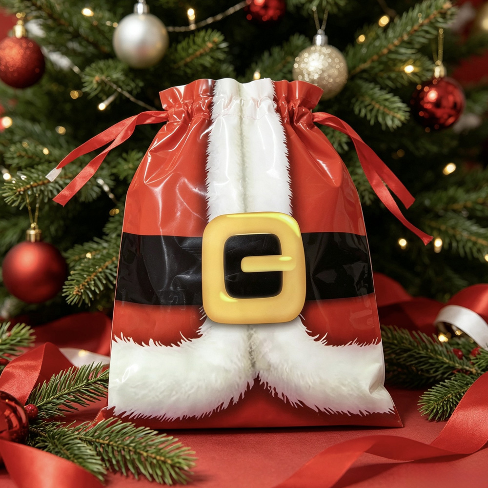 Personalized Santa Suit Gift Sack Large Christmas Present Bag Detail Festive Holiday Storage