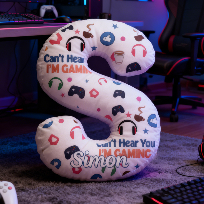 Personalized Gamer Cushion Pillow Custom Game Room Decor Game Letter Pillow Gift for Game Geek Lover