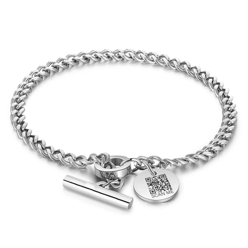 Personalized QR Code Medical Bracelet for Men and Women Emergency Alarm ID Bracelet Gift for Epilepsy Diabetes and Allergy Patients