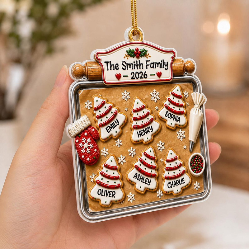 Personalized Family Christmas Cookie Tray Ornament Custom Names Graphic 3D Print Acrylic Baking Keepsake Family Gift for Parents 2026