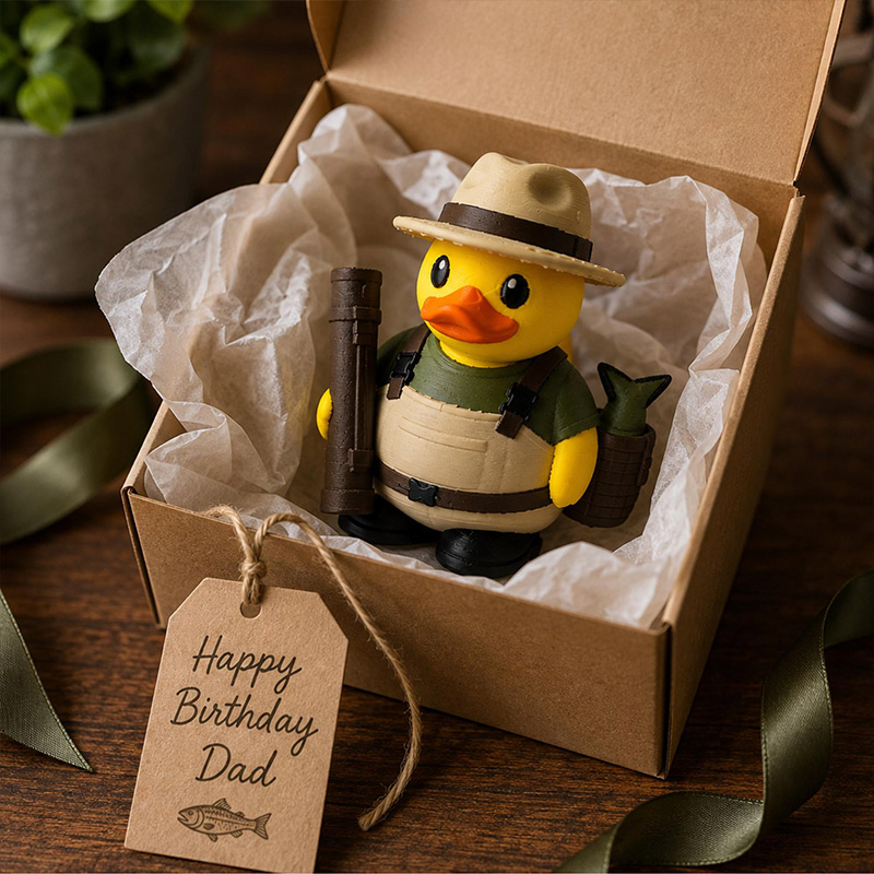 Personalized Fly Fishing Duck Decor Cabin Gift Fisherman Desk Ornament Tackle Box Shelf Accessory Dashboard Figurine Angler Gift Idea for Dad