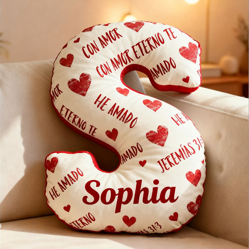 Personalized I Have Loved You with an Everlasting Love Letter Pillow with Custom Name Home Decor Valentine's Day Gift Bible Verse Graphic 3D Print