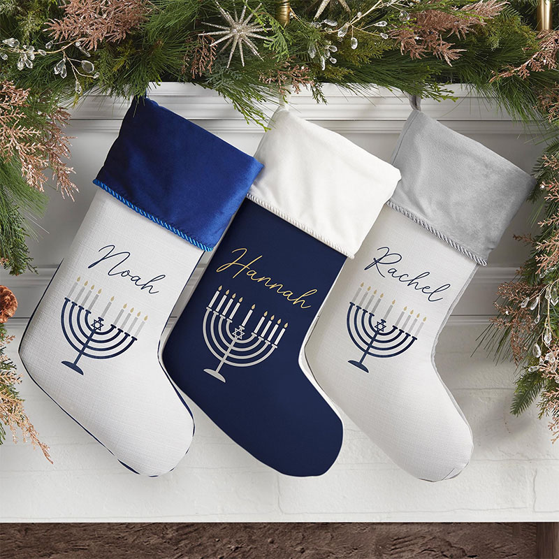 Personalized Love and Light Hanging Christmas Stocking with Initial Home Decor Holiday Stockings Gift for Christian Kids Family Jewish Gifts