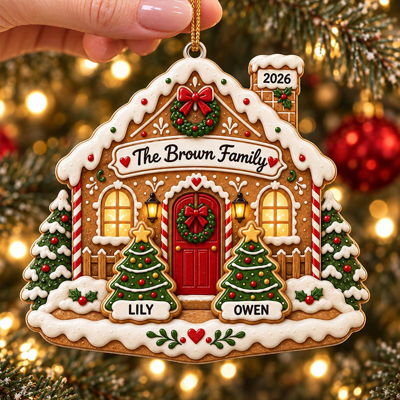 Personalized Family Gingerbread Christmas Ornament 2026 Custom Gingerbread Cookie Ornament with Pets Names Family Holiday Keepsake Gifts
