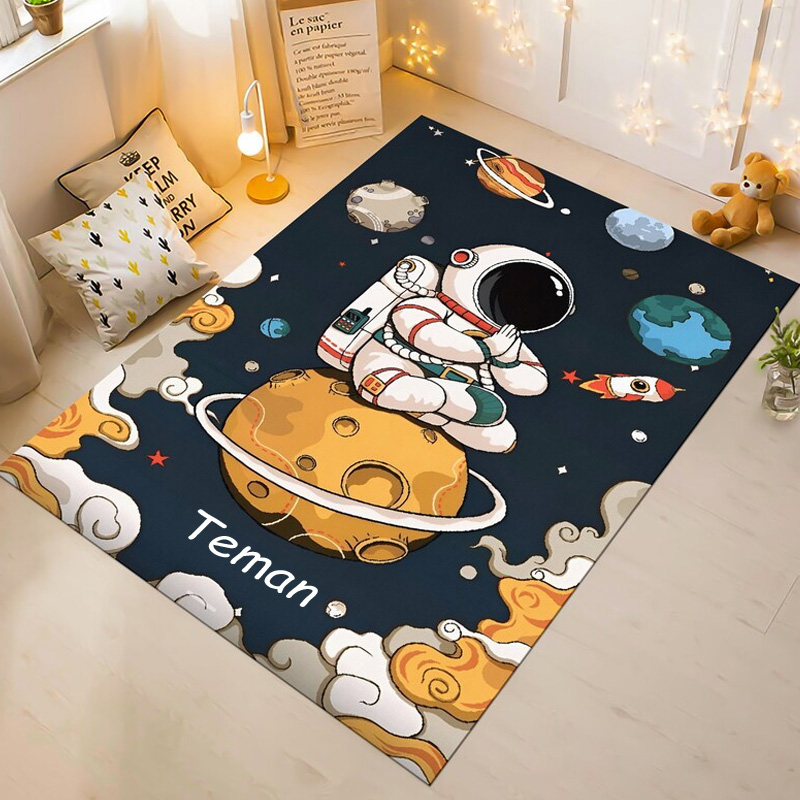Personalized Astronaut Rug Space Rug Cute Space Decor Custom Kids Rug Gift for Kids Astronomy Enthusiasts