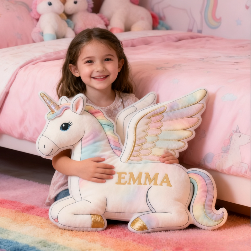 Personalized Dreamy Rainbow with Name Graphic 3D Print Pillow Christmas Gift for Kids Birthday Gift