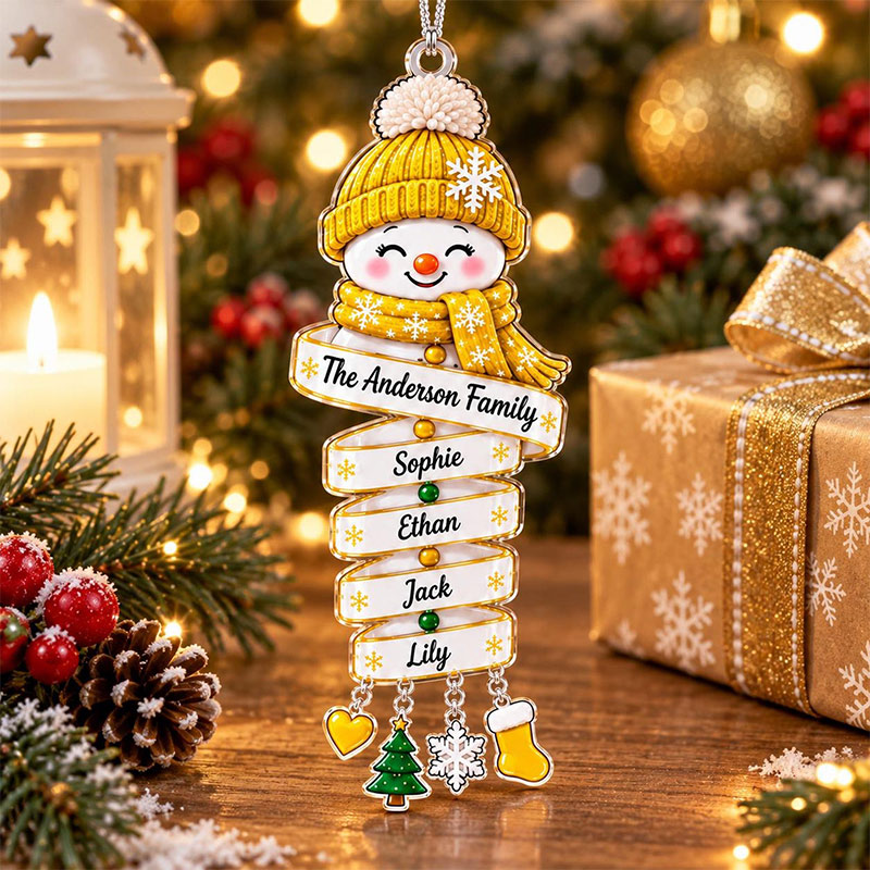 Personalized Snowman Family Acrylic Ornament Custom Family Name Christmas Keepsake 2026 Snowman Kids Ornament Family Holiday Gift