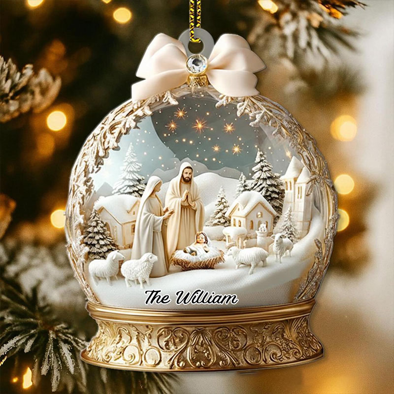 Personalized Nativity Jesus Acrylic Ornament with Name Christian Holiday Gift Decor Nativity Scene Christmas Ornament Religious Gift God Xmas Keepsake