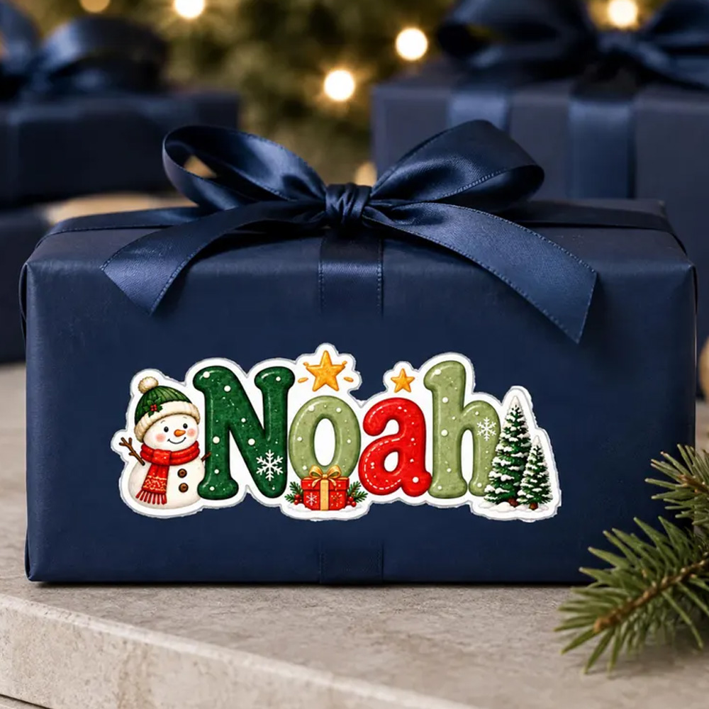 Personalized Christmas Name Sticker Cute Holiday Gift Label Custom Kids Name Tag For Presents Stockings Party Favors Festive Decoration