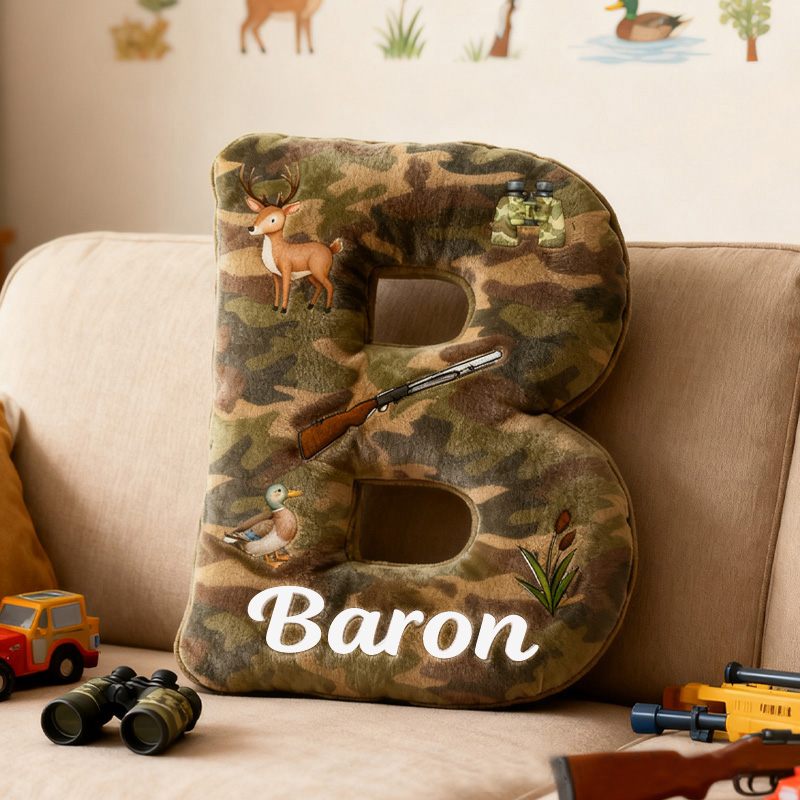 Personalized Hunting Kid Pillow Camouflage Hunting Themed Pillow Gifts for Kid Outdoor Hunting Enthusiasts