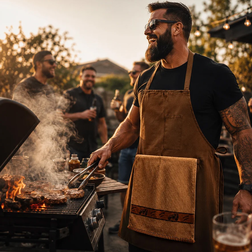 Funny Grill Apron With Hidden Towel Surprise Gag Gift For Men BBQ Chef Cooking Kitchen Party Fathers Day Present
