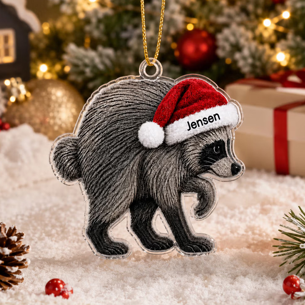 Personalized Jimothy Raccoon Shaped Acrylic Ornament with Name Home Decor Christmas Gift for Family Friends
