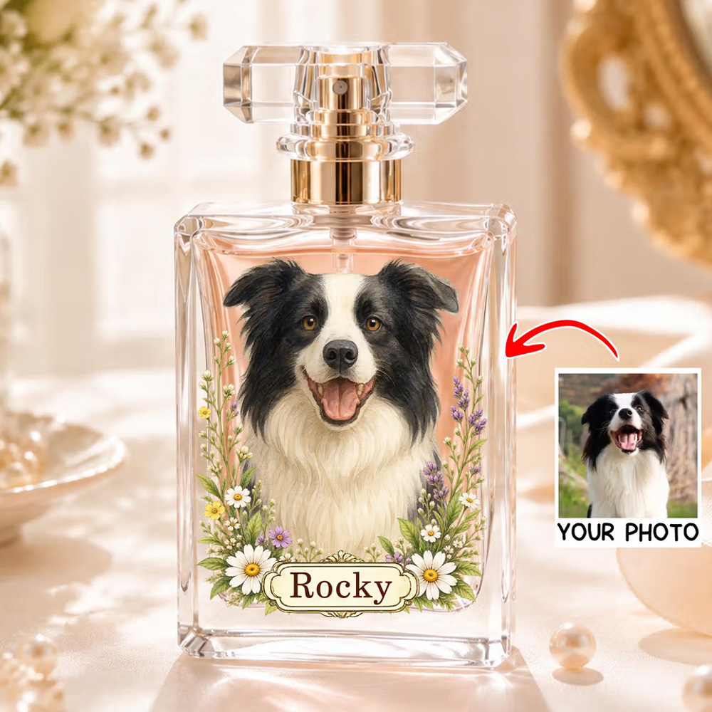 Personalized Floral Pet Photo Durable Glass Perfume Bottle with Name B