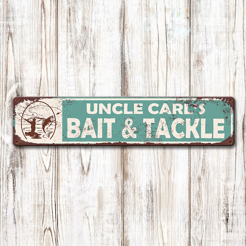 Personalized Fishing Bait and Tackle Sign for Uncle Aunt Papa Family Custom Bait Shop Sign Fishing Gift Tackle Room Sign Fisherman Gift  Aluminum Sign
