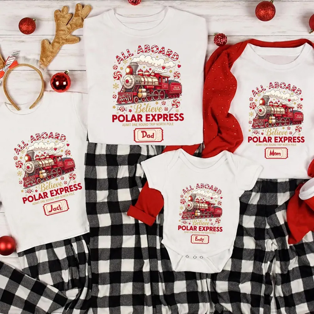 Personalized Family Christmas Polar Express Matching Shirt Custom Name