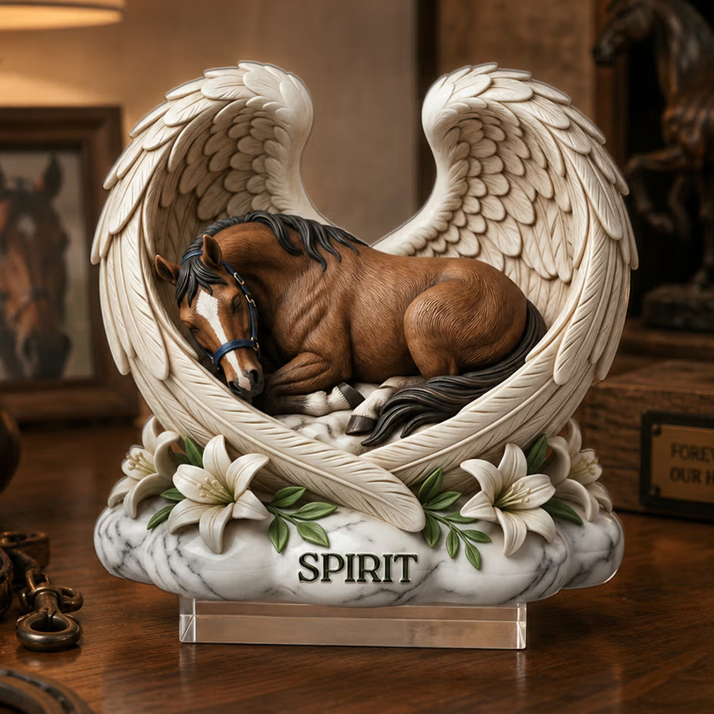 Personalized 3D-Effect Artwork Imitation Clay Angel Wings Horse Photo