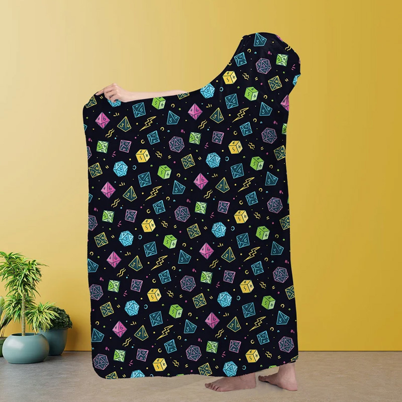 Personalized Gamer Hooded Blanket Tabletop Game Enthusiasts Hoodie Blanket Gift for Gamer Geek Lover