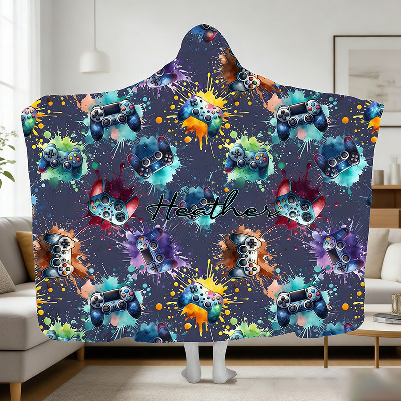 Personalized Gamer Controller Hooded Blanket Game Enthusiasts Blanket Kid Gift for Gamer Lover