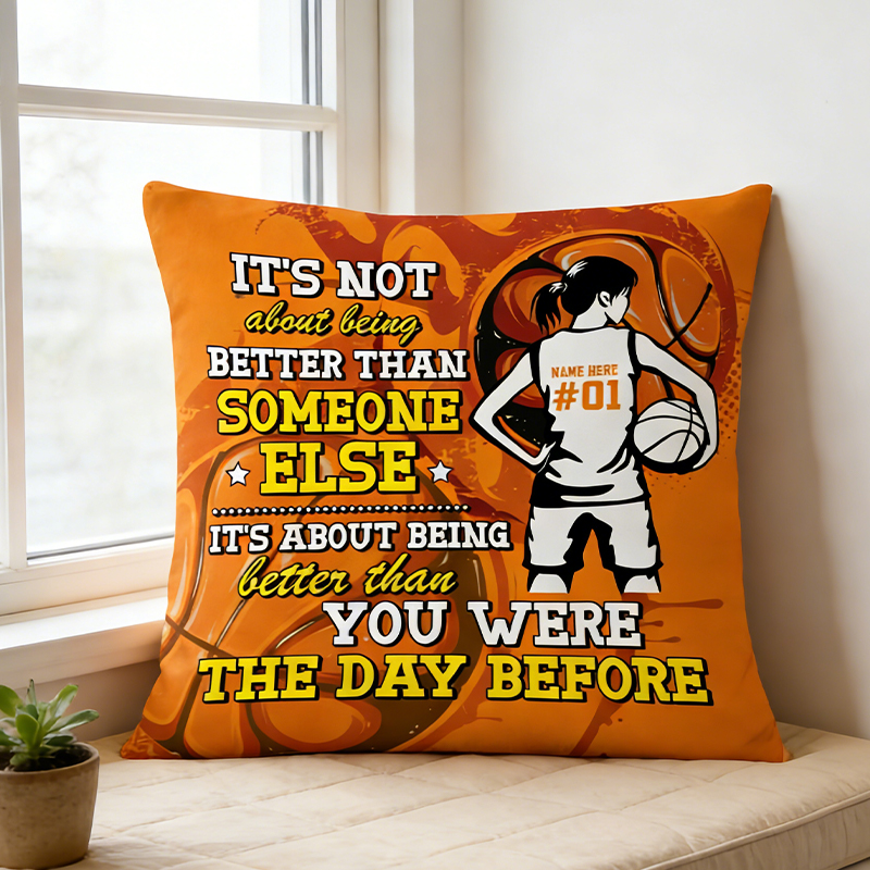 Personalized Basketball Pillow with Custom Name and Motivational Quote   