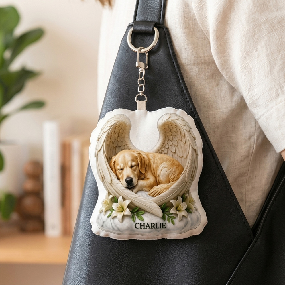Personalized Pet Memorial Keychain Angel Wings Dog Cat Remembrance Custom Name Loss Of Pet Gift Bag Charm Keepsake For Pet Lovers