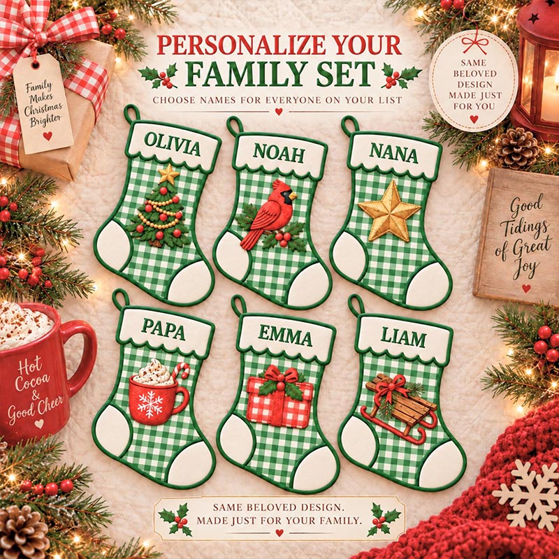 Personalized Embroidered Christmas Stocking Custom Name Mini Stocking Ornament Family Christmas Decor Family Stocking Gift