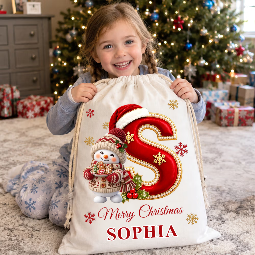 Personalized Initial Christmas Gift Bag Custom Name Santa Sack Large D