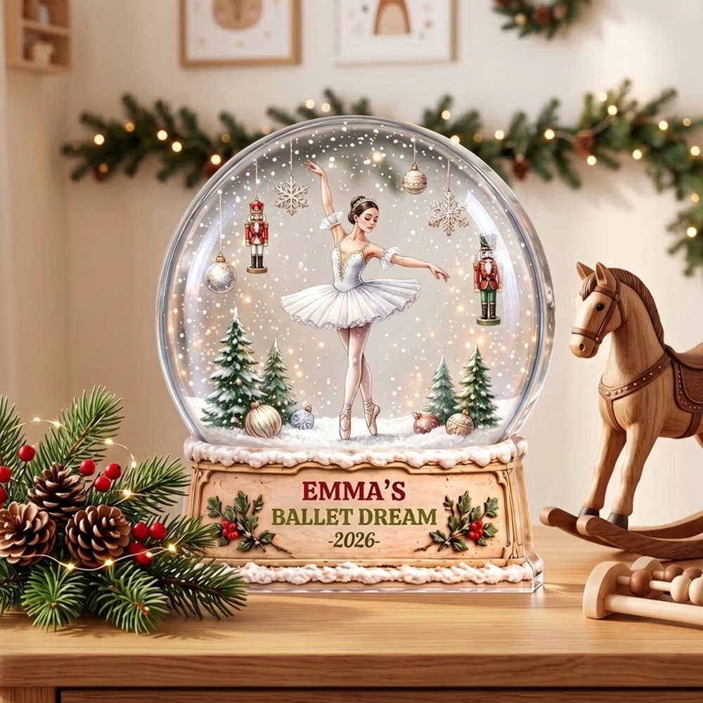 Personalized Ballet Dream Snow Clear Acrylic Plaque Custom Dancer Name Christmas Keepsake Gift For Girls Ballerina Lover Home Holiday Decor Ornament