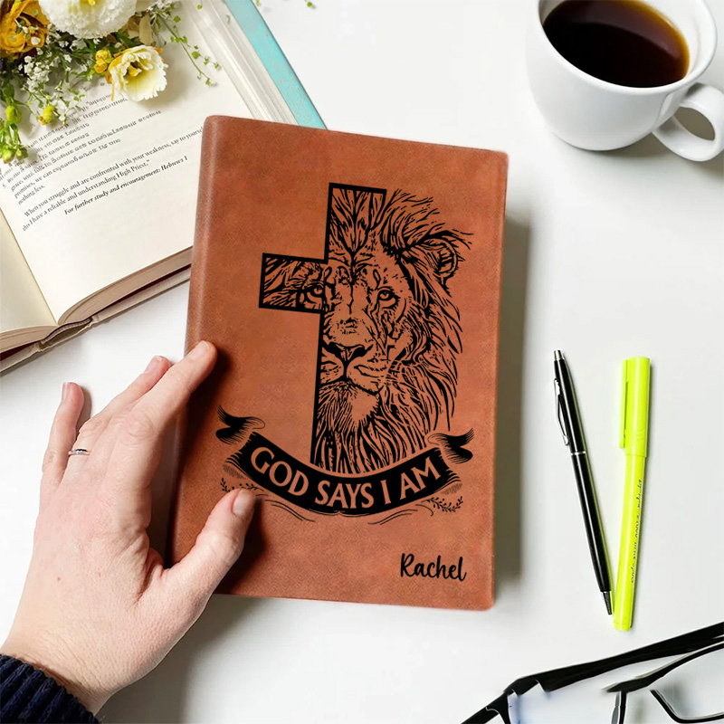 Personalized Man of God Prayer Journal Leather A5 Notebook with Name Birthday Gift Religious Gift for Men Christian