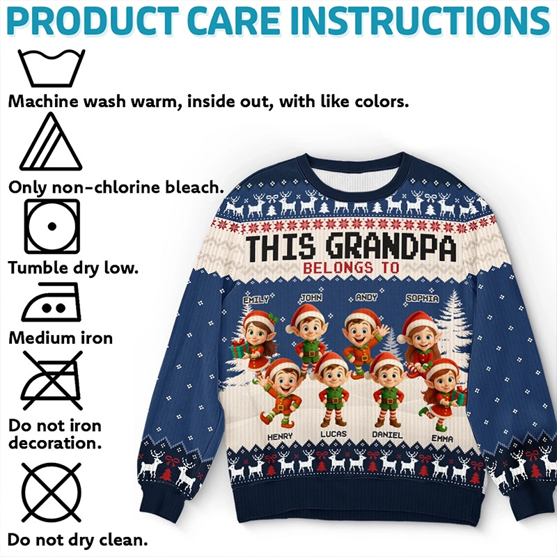 Personalized Unisex Ugly Sweatshirt Custom Christmas Birthday Gifts For Grandpa Grandma Mom Proud Grandpa Of The Cutest Elves In Town