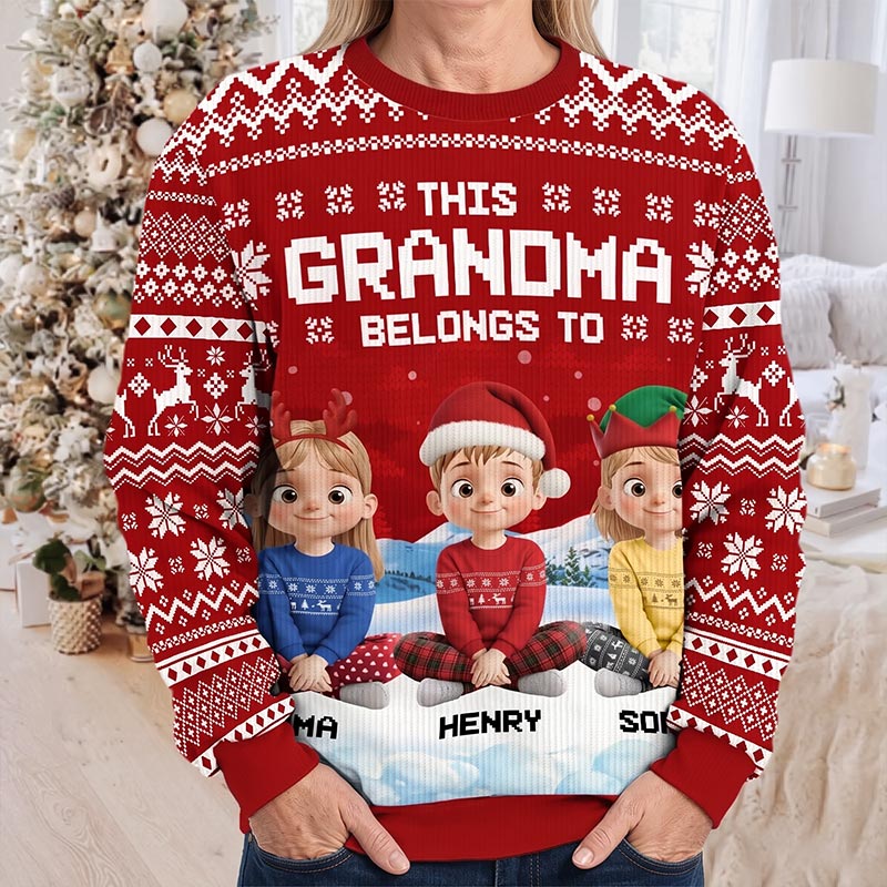 Personalized Ugly Sweatshirt This Grandma Belongs To Custom Christmas Birthday Gifts For Mom Grandma Joyful Hearts Gather This Christmas