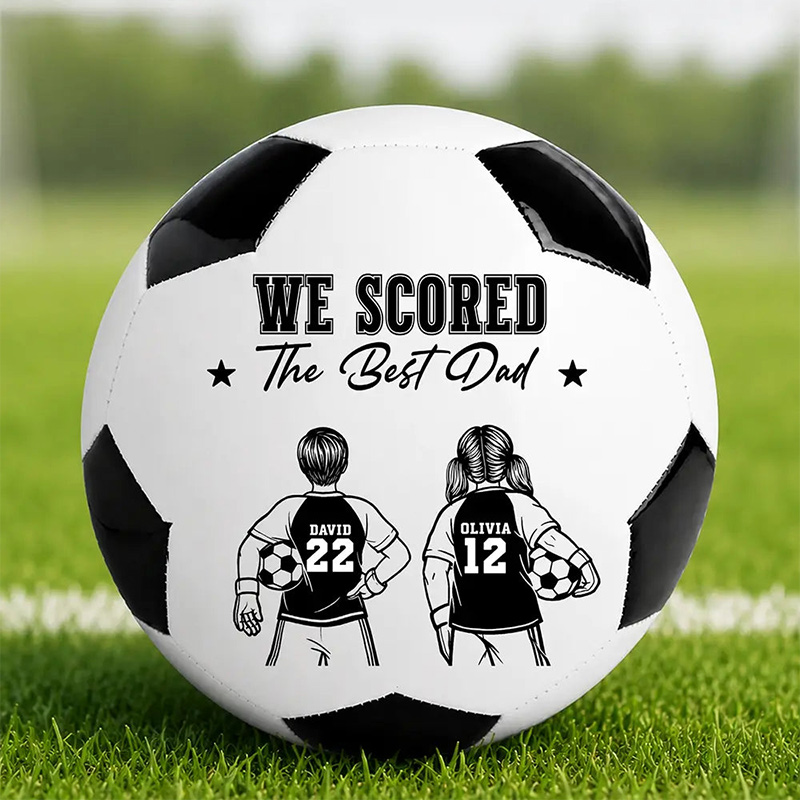 Personalized We Scored The Best Dad Soccer Ball with Kids Backside Line Art Gift for Dad Birthday Father's Day Soccer Lover Gift