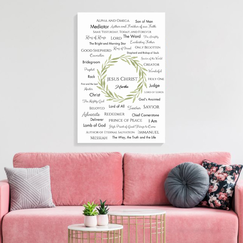 Personalized Jesus Christ Bible Names of God Frameless Poster with Custom Name Names of Jesus Wall Decor Religious Gift for Christians