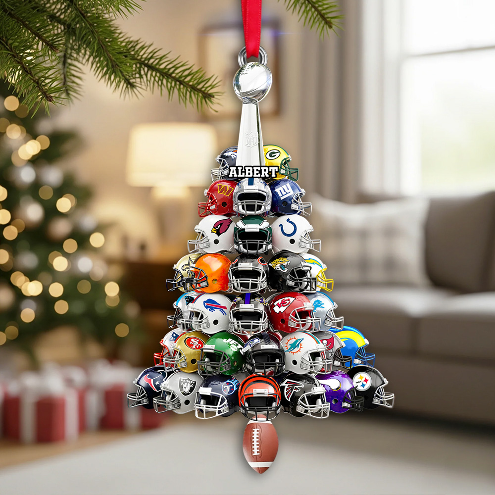Personalized Football Helmet Christmas Tree Ornament With Custom Name Christmas Keepsake For Football Families