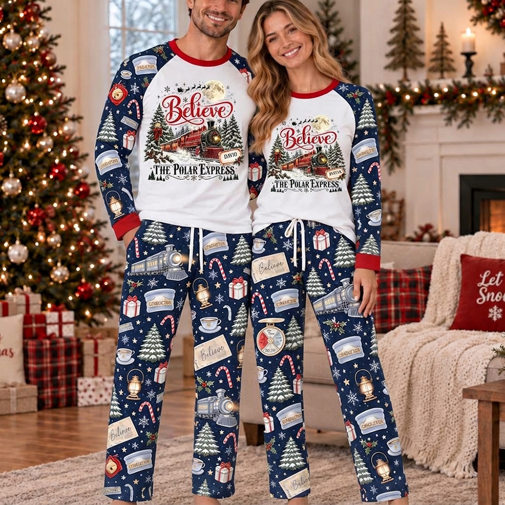 Personalized Polar Express Christmas Pajamas Family Matching Pajama Set Family Christmas Sleepwear