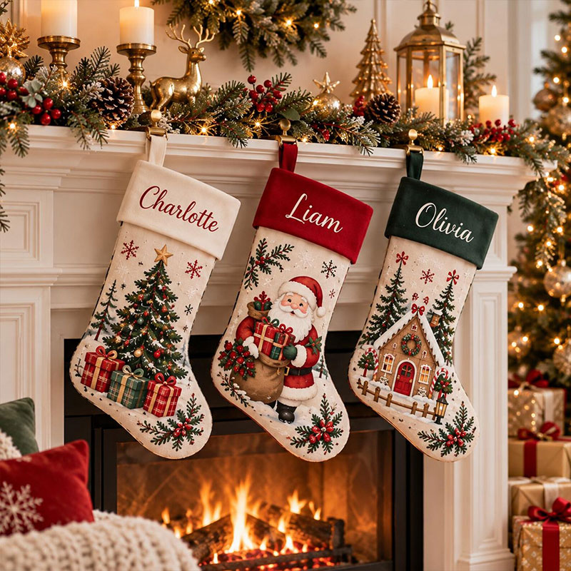 Personalized Christmas Stocking With Name Custom Family Stocking Santa Stocking Holiday Fireplace Decor Christmas Gift For Family