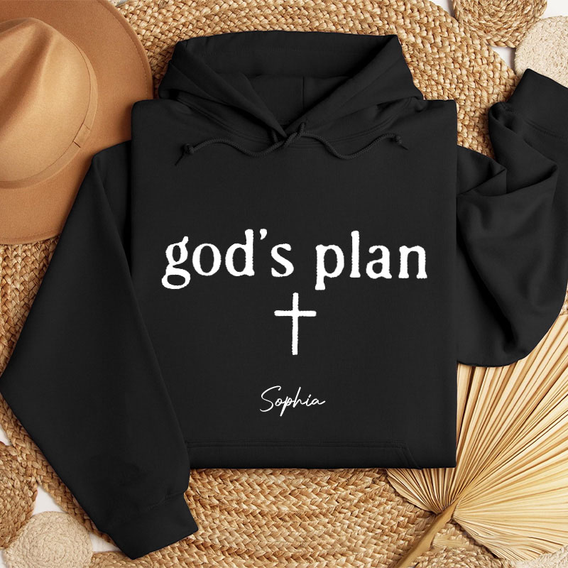 Personalized God's Plan God's Answer Matching Couple Christian Classic Hoodies with Custom Name Religious Gift Valentine Day Gift for Couple