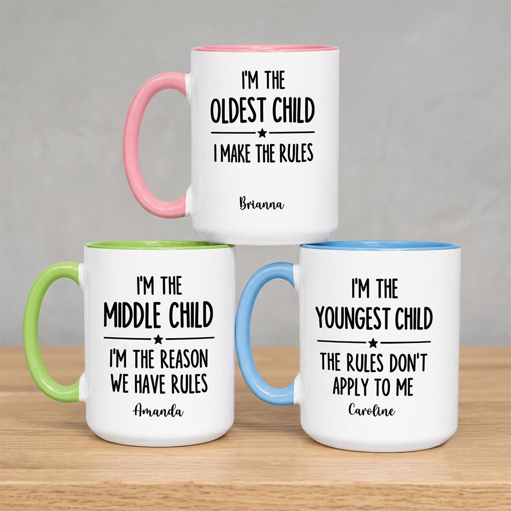 Personalized Child Rules Mug Funny Youngest Middle Oldest Sibling Cup Gift Birthday Christmas Family Humor Coffee Mugs Who Makes The Rules Mug