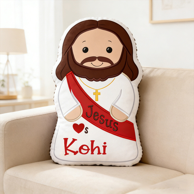 Personalized Jesus Loves Me Pillow with Custom Name Religious Gift Prayer Corner Faith Gift Graphic 3D Print Christian Jesus Pillow for Kids or Adults