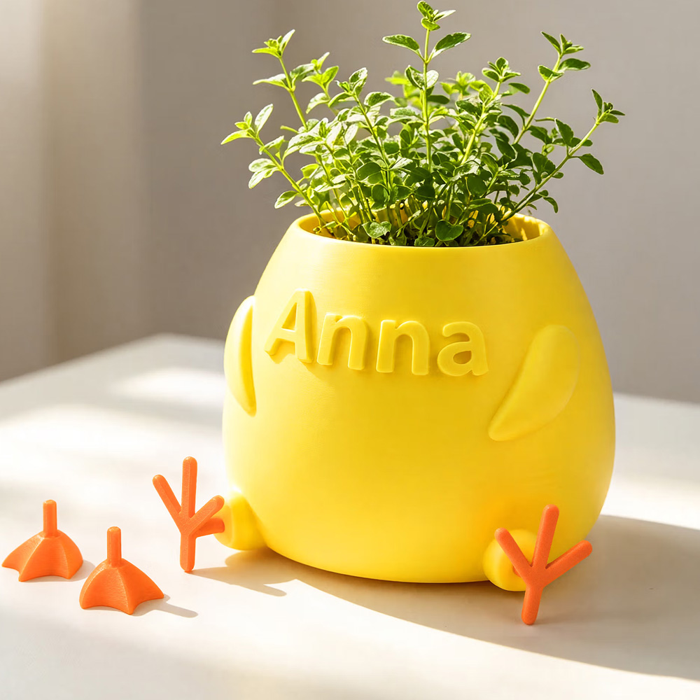 Personalized Name 3D Printed Planter with Duck Feet/Chicken Feet Succulent Flower Plant Pot Farmhouse Decor