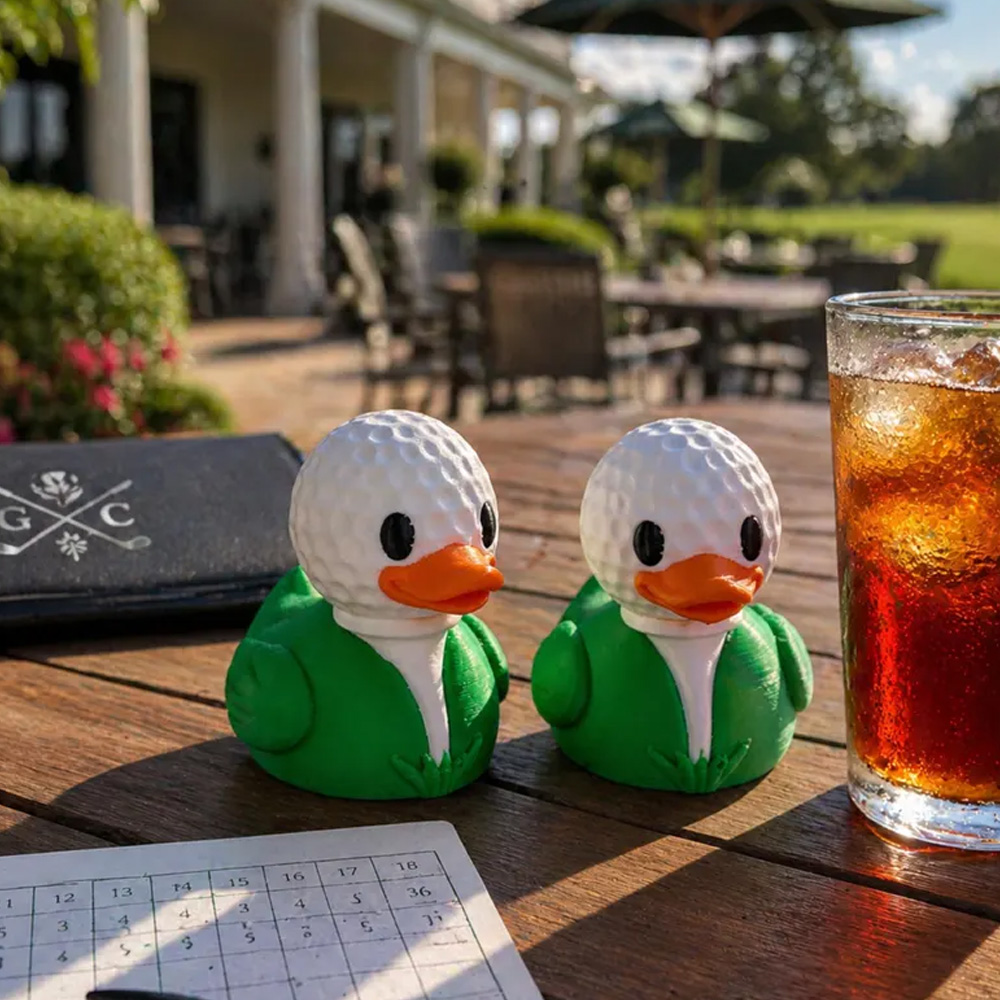 Personalized Golf Ball Duck Figurine Funny Golfer Rubber Duck With Green Jacket Cute Desk Ornament Novelty Bathroom Decor Gift For Golf Lovers