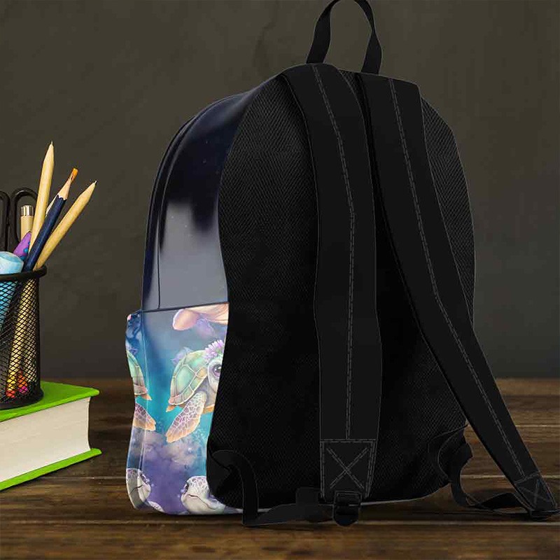 Personalized Adorable Sea Creature Design Custom Name Blue Ocean Print School Backpack