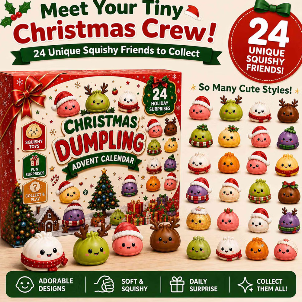Personalized Christmas Dumpling Advent Calendar Squishy Toy Countdown Box Cute Kawaii Collectible Holiday Gift For Kids Toddlers Families